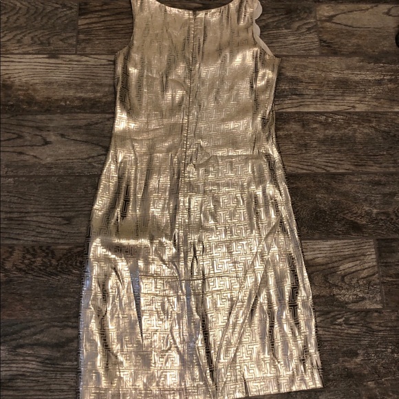 Tory Burch Silver Sleeveless Dress unique shimmer pattern party perfect size 4 - Picture 9 of 11